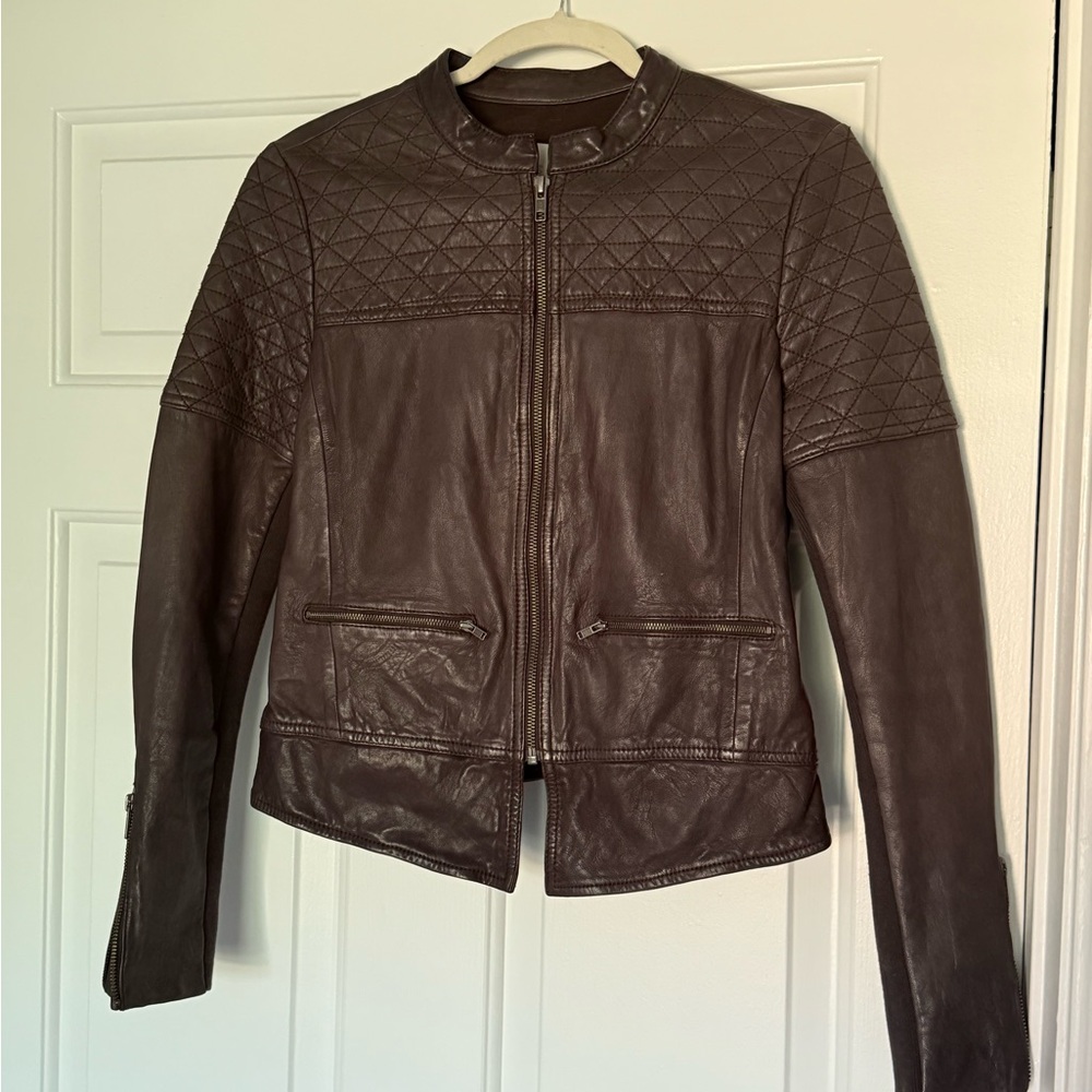 Pre-Loved Hinge Brown Quilted Leather Jacket